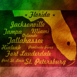 florida map silhouette with cities names